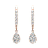 Tear-Drop Diamond Dangle Earrings Dainty Drop Style 14K Gold 0.65 ct-I,I1 - Rose Gold