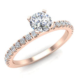 Petite Engagement Ring Round Cut Diamond 18K Gold 0.65 ct-G,VS - Rose Gold