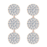 14K Round Diamond Chandelier Earrings Waterfall Style 1.29 ct-G,SI - Rose Gold