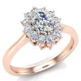 0.80 ct tw April Birthstone Classic Oval Diamond Ring 18K Gold Glitz Design - Rose Gold