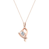 Dainty Heart Pendant Round 4mm Diamond Necklace 18K Gold 0.25 CTW-G,SI - Rose Gold
