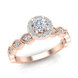 Round brilliant Halo Diamond engagement ring marquee 14K Gold 0.50 CT SI - Rose Gold