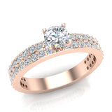Two-Row Diamond Engagement Rings 14K Gold 1.18 carat SI Glitz Design - Rose Gold