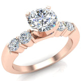 Diamond Engagement Ring Shoulder Accent Diamonds 14K Gold-H,SI - Rose Gold