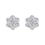Cluster diamond earrings 14k Gold Flower Earrings 0.62 carat-G,SI - Rose Gold