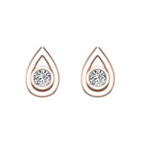 Diamond Earrings Tear-Drop Shape Studs Bezel Settings 10K Gold-J,SI2-I1 - Rose Gold