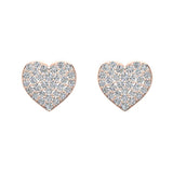 Heart Cluster Pave Diamond Earrings 1/2 ct 14K Solid Gold-G,SI - Rose Gold