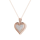 0.56 ct tw Pave-Set Heart Diamonds Necklace 14K Gold (G,SI) - Rose Gold