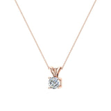 Round Brilliant Diamond Solitaire Pendant Necklace 14K Gold-L,I2 - Rose Gold