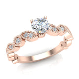 Circle marquee designer diamond engagement rings 14K 0.60 ct I I1 - Rose Gold