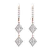 Kite Diamond Dangle Earrings Dainty Drop Style 14K Gold 1.14 ct-I,I1 - Rose Gold
