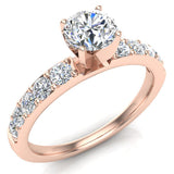 Diamond Engagement Ring with Accent Diamond 14k Gold 0.85 ct-G,SI - Rose Gold