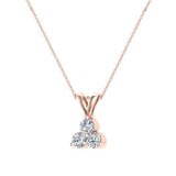 14K Gold Necklace Three Stone Diamond Pendant 0.75 ct-SI - Rose Gold