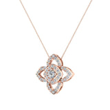 0.90 cttw Floral pattern motif Diamond Necklace 14K Gold (I,I1) - Rose Gold