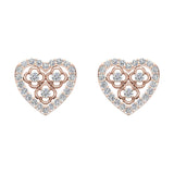 0.95 ctw Diamond Heart Shape Earrings in 14K Gold-I,I1 - Rose Gold