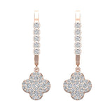 Clover Diamond Dangle Earrings Dainty Drop Style 14K Gold 0.80 ct-I,I1 - Rose Gold