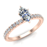 Marquise Solitaire Petite Diamond Engagement Rings 14K Gold 0.65 ct-I,I1 - Rose Gold