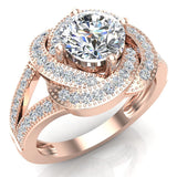 Diamond Knot Halo Engagement Ring 14K Gold 1.34 cttw-I,I1 - Rose Gold