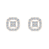 Diamond Stud Earring Princess Cut Cornered Square Diamond Earrings 14K Gold-I,I1 - Rose Gold