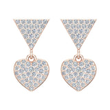 Heart Diamond Dangle Earrings 14K Gold-G,SI - Rose Gold