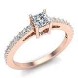 Classic Style Petite Princess Cut Diamond Promise Ring 14K Gold-G,SI - Rose Gold