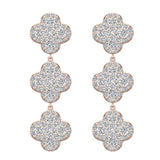 Clover Diamond Chandelier Earrings Waterfall Style 14K Gold Glitz Design-G,SI - Rose Gold