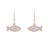 18k Fish 0.68 cttw Pave Set Diamond Stud Earring-G,VS - Rose Gold