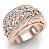 Cocktail Diamond Ring Filigree Style 14K Gold 0.95 ct tw Glitz Design (G,SI) - Rose Gold