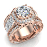 Moissanite Halo Engagement Ring 14K Gold 7.30 mm 6.35 carat-G,SI - Rose Gold