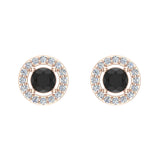 0.70 ct Black Diamond Halo Stud Earrings for Women-Men-Girls 14K Gold - Rose Gold