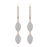 Marquise Diamond Dangle Earrings Dainty Drop Style 14K Gold 1.10 ct-G,SI - Rose Gold