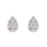 Pear Cluster Diamond Stud Earrings 0.46 ct 14K Gold-I,I1 - Rose Gold