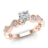 Designer Paisley Round Diamond Engagement Ring 18K Gold 0.67 ct VS - Rose Gold