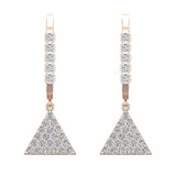 Triangle Diamond Dangle Earrings Dainty Drop Style 14K Gold 0.50 ct-I,I1 - Rose Gold