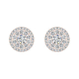 Double Halo Cluster Diamond Earrings 1.01 ct 14k Gold-G,SI - Rose Gold