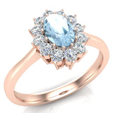 December Birthstone Blue Topaz Oval 14K Gold Diamond Ring 0.80 ct tw - Rose Gold
