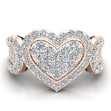 1.00 Ct Diamond Heart Promise Ring 14K Gold (I,I1) - Rose Gold