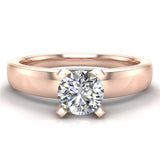 Solitaire Diamond Ring Fitted Band Style 14k Gold (G,SI) - Rose Gold