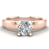 Solitaire Diamond Ring Fitted Band Style 18k Gold 0.50 ct (G,VS) - Rose Gold