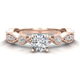 Circle Marquee Design Round Diamond Engagement Ring 14K Gold 0.70 CT SI - Rose Gold