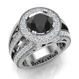 Black diamond engagement ring 14K Gold 8.00 mm 3.50 carat-G,SI - White Gold