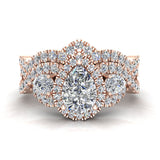 Infinity Style Pear Moissanite Halo Diamond Wedding Ring Set 14K Gold-I,I1 - Rose Gold