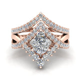 1.75 Ct Moissanite Pear Cut Wedding Ring Set 14K Gold Glitz Design-I,I1 - Rose Gold