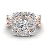 Cushion Cut Diamond Engagement Rings Halo Style 14K Gold 2.12 ct-SI - Rose Gold