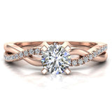 Twisting Infinity Diamond Engagement Ring 14K Gold 0.88 ct-G,I1 - Rose Gold
