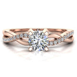 Twisting Infinity Diamond Engagement Ring 18K Gold 0.63 ctw (G,SI) - Rose Gold