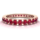Ruby 2.25 mm Stackable Eternity Band 14K Gold - Rose Gold