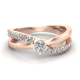 Minimalist Twin Shank Promise Diamond Ring 14K Gold 0.40 CT-G,I1 - Rose Gold