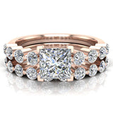 Princess Diamond Solitaire Engagement Ring Set 18k Gold-G,VS - Rose Gold