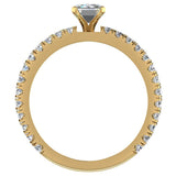 X Cross Split Shank Emerald Cut Diamond Engagement Ring 14K Gold - Yellow Gold